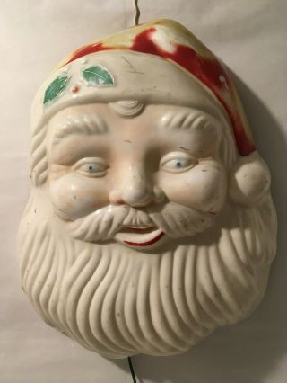 Vintage Noma Lighted Santa Claus Face 16 " X 12 " Plastic & Metal Christmas Decor