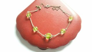 Czech Vintage Art Deco Bi Coloured Faceted Glass Uranium Bead Necklace