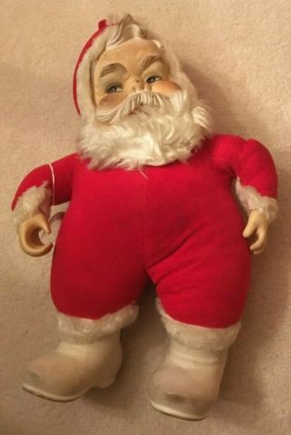 Vtg 1950s Rushton Rubber Faced Santa Claus Large Plush Stuffed Christmas Doll