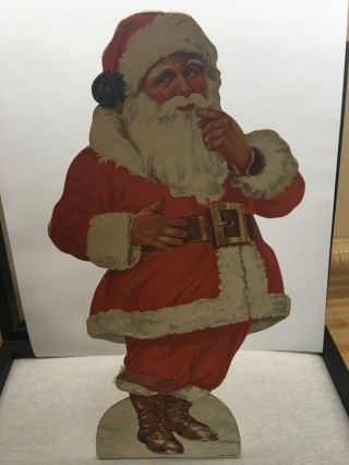 Vintage Large Christmas Pressed Cardboard Santa Store Display