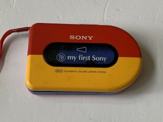 My First Sony Walkman Cassette Tape Player Wm - 3300 Red Yellow & Blue Vintage