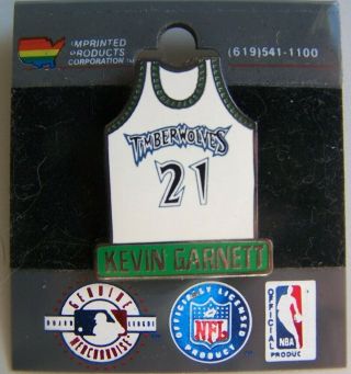 Nba Minnesota Timberwolves Kevin Garnett 21 White Jersey Pin Basketball 1997
