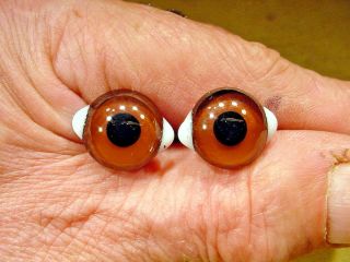 A Pair Vintage Solid Glass Eyes Size 18mm Teady Bear Taxidermy Age 1910 Art A10