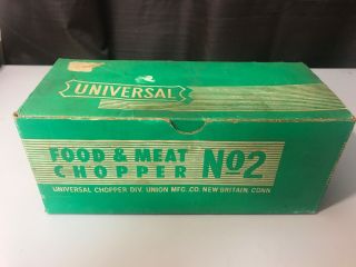 Vintage Universal No.  2 Food Meat Grinder W/ Box 3 Blades U.  S.  A.