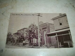Vintage 1910 Postcard The Millington Bank Millington Md Maryland
