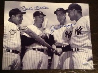 Mickey Mantle / Yogi Berra / Joe Dimaggio Signed 8x10 Photo.  Certified