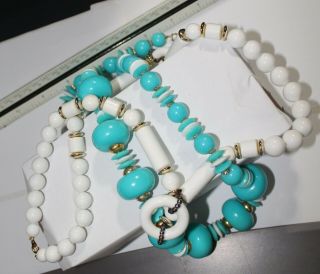 Vintage Joan Rivers Turquoise & White Pearl Necklaces