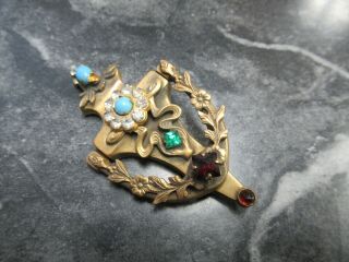 Vintage Signed Coro Jeweled Rhinestone Door Knocker Brooch Pin