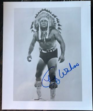 Chief “wahoo” Mcdaniel Signed 8x10 Photo.  Oklahoma Sooners & Wrestling Legend