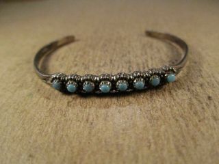 Vtg Sterling Silver & Turquoise Baby Cuff Bracelet,  Bell Trading Post,  3.  5g