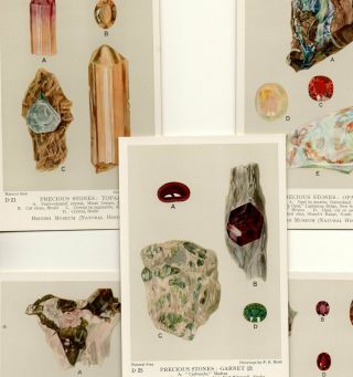 Vintage British Museum Postcards: Set Of 5 - Precious Stones Set D4