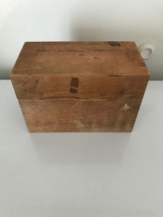 Vintage Wooden Recipe Box With Hinged Lid,  Dovetail Corners