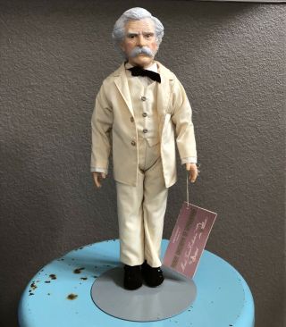 Mark Twain 15.  5 Figure Effanbee Doll Stand Author Famous Book Writer Display Vtg