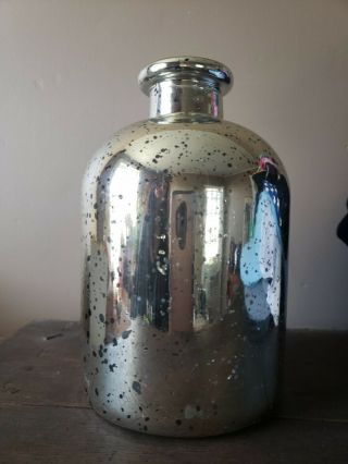 Silver Mercury Glass Vase Bottle 7 " Vintage Style