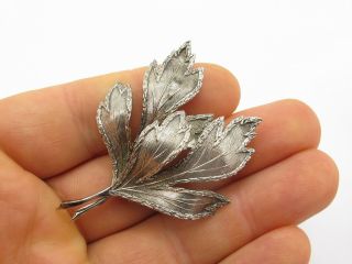 Vintage Sterling Silver Designer Leaf Brooch Pin