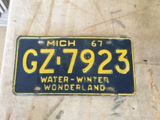Vintage License Plate 1967 Water Winter Wonderland