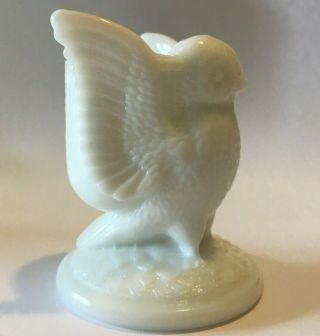 Vintage Westmoreland White Milk Glass Owl Toothpick Holder 3