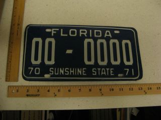 1970 70 1971 71 Florida Fl Sample License Plate 00 - 0000 Sunshine State