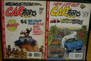 2 Vintage Comic Books Car Toons,  Posters 1989 90 Automotive Humor Enthusiast