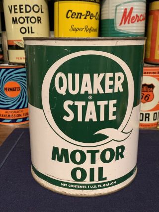 Vintage Quaker State Motor Oil 1 Gallon Metal Can Gas Sign