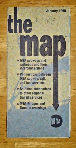 Vintage York City Mta Subway Map January 1999