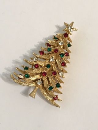 Vintage Gorgeous Rhinestone Art Christmas Tree Brooch Pin