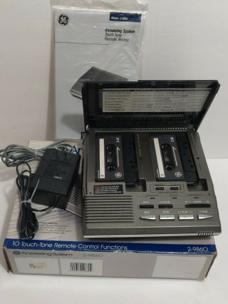VINTAGE GE GENERAL ELECTRIC ANSWERING SYSTEM DUAL CASSETTE 2 - 9860 With Manuel 2