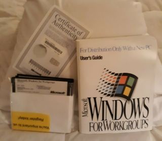 Vintage 1993 Microsoft Windows For Workgroups,  Ver.  3.  11,  On 5.  25 " Floppy Disc