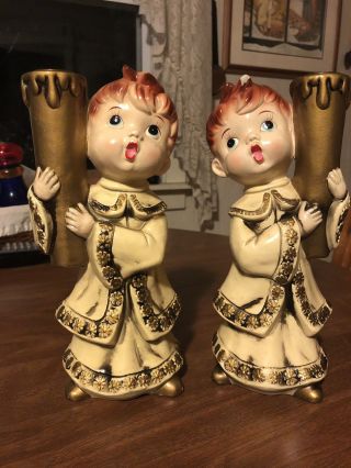 Vtg Choir Boy Candle Holders Parma By Aai Made In Japan