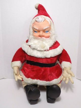 My Toy Company Santa Claus Stuffed Doll Christmas Rubber Face Hands Vintage 24 "