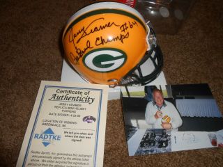 Green Bay Packers Jerry Kramer Autographed Mini Football Helmet Hof