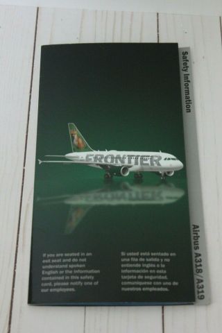 Frontier Airlines Airbus A318/a319 Safety Card - 10/07