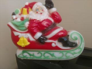 Vintage 1970 Empire Plastic Blow Mold Santa In Sleigh Vintage 12 " By 10 " Usa