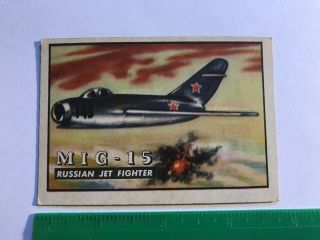 Vintage 1952 Topps Wings Trading Card 2 “mig - 15 Russian Jet Fighter”