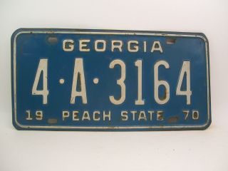 Vintage 1970 Georgia Peach State Automobile License Plate Tag 4 A 3164 Muscogee