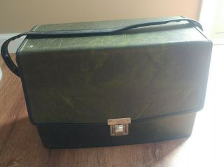 Vintage 8 Track Olive Green Carrying Carry Case Vinyl Holds 24 Storage Case