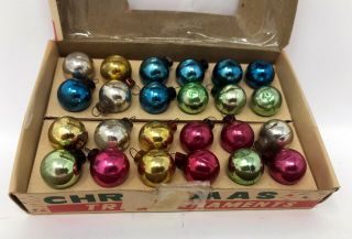 Vintage 1950s Christmas Tree Ornaments Complete Set Santa Clause Box