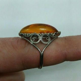 Set Of 1 Vintage Rings Baltic Amber In Cupronickel 1969 - 75 Year Of The Ussr