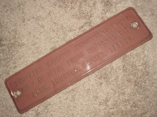 Very Old Southern Railway Equipment Trust First National City Bank Sign 17 " X5 "