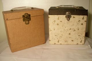 (2) Vintage 45 Rpm Record Holder Carry Case Cases By Platter - Pak