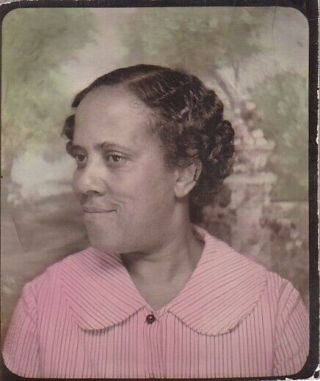 Vintage Photo Booth - Pretty African - American Woman,  Early Tinting,  Side View