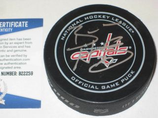 Braden Holtby Signed Washington Capitals Official Game Puck,  Beckett