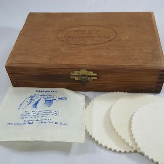 Kingsley Machine Wooden Box Vintage Holding Pad 3 Felt Circles