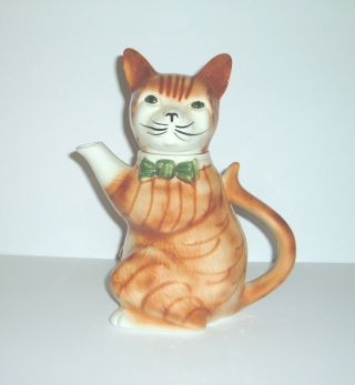 Vintage Tony Wood " Pussy Foot " Ceramic Orange Tabby Cat Teapot