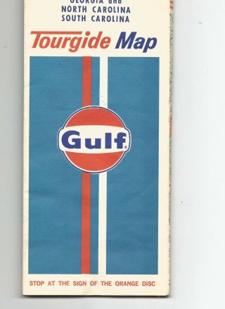 Vintage Gulf Road Map Georgia North Carolina South Carolina