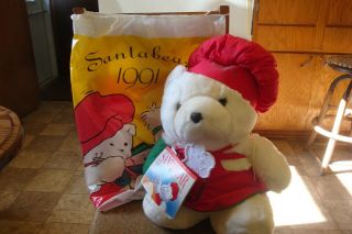 18” Vtg 1991 Christmas Santa Bear Baker Cookie Plush Stuffed Bear Toy W/orig Bag