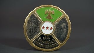 Vtg Automobile Touring Club De Syrie Syria Car Badge Grill Emblem Brass Enamel
