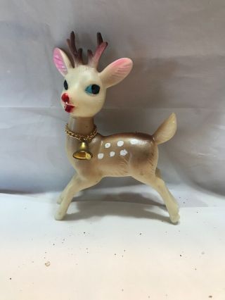 Vintage Brown Iridescent Rubber Reindeer Christmas Figure Japan 69n