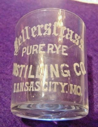 Vintage Kellerstrass Pure Rye Distilling Co Kansas City Missouri Shot Glass