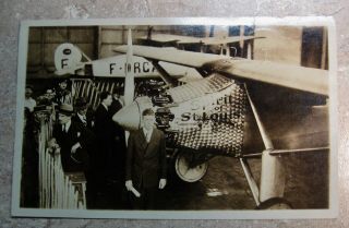 Charles Lindbergh With Airplane & Stamp Picture Postcard 1927